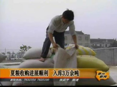 夏糧收購進(jìn)展順利 3萬余噸小麥入庫