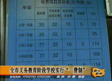 全市義務(wù)教育階段學校實行“一費制”